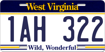 WV license plate 1AH322