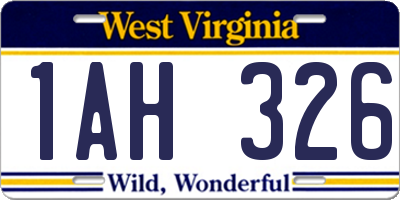 WV license plate 1AH326