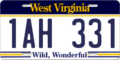 WV license plate 1AH331