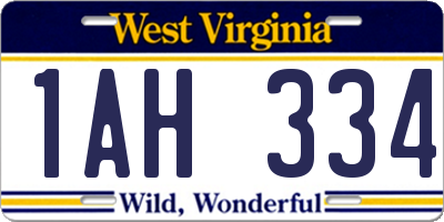 WV license plate 1AH334