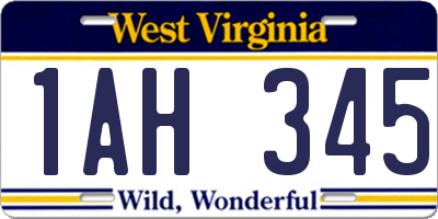 WV license plate 1AH345