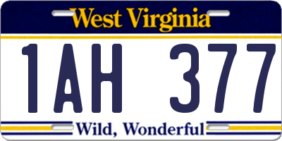 WV license plate 1AH377