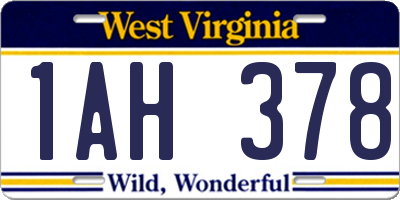 WV license plate 1AH378