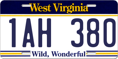 WV license plate 1AH380