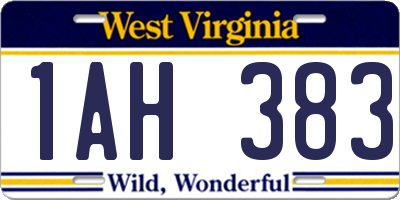 WV license plate 1AH383