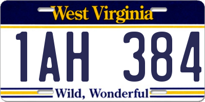 WV license plate 1AH384