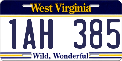 WV license plate 1AH385