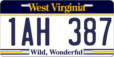 WV license plate 1AH387