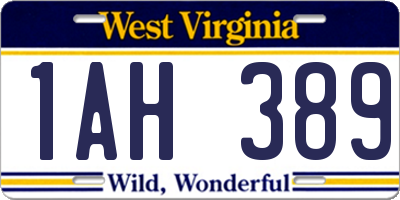 WV license plate 1AH389