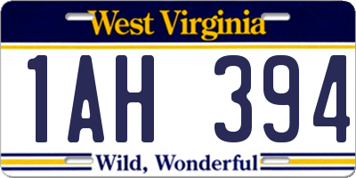 WV license plate 1AH394