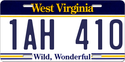 WV license plate 1AH410