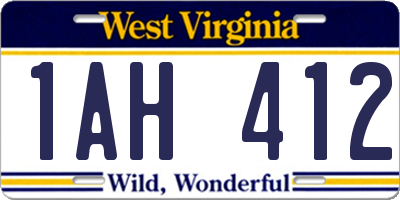 WV license plate 1AH412
