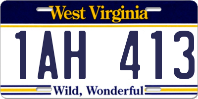WV license plate 1AH413
