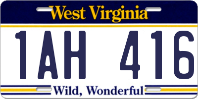 WV license plate 1AH416