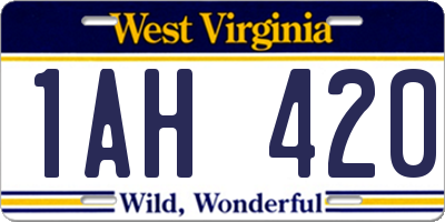 WV license plate 1AH420