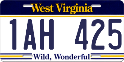 WV license plate 1AH425