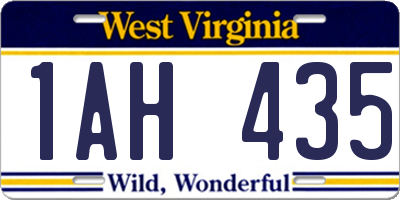 WV license plate 1AH435