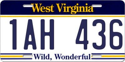 WV license plate 1AH436