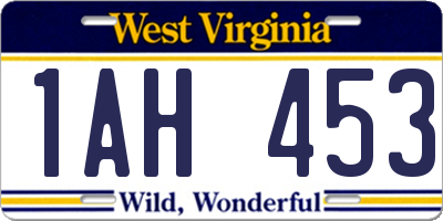 WV license plate 1AH453