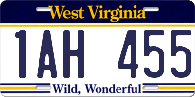 WV license plate 1AH455
