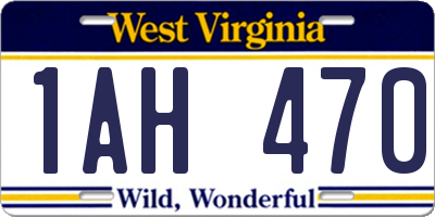 WV license plate 1AH470