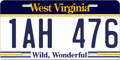 WV license plate 1AH476
