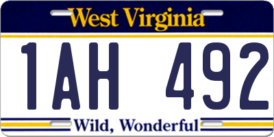 WV license plate 1AH492