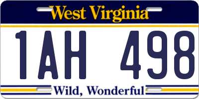 WV license plate 1AH498