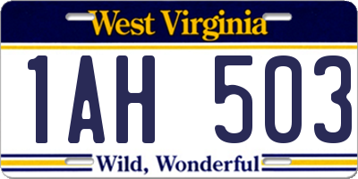 WV license plate 1AH503