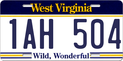 WV license plate 1AH504