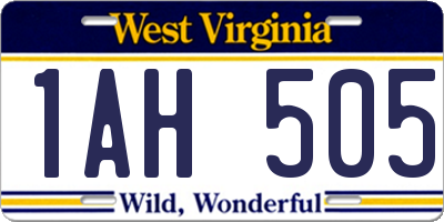 WV license plate 1AH505