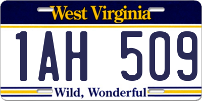 WV license plate 1AH509