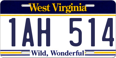 WV license plate 1AH514