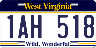 WV license plate 1AH518