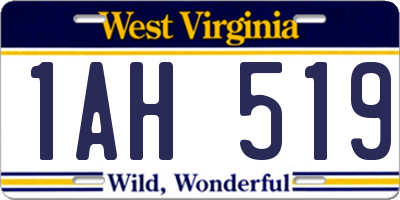 WV license plate 1AH519