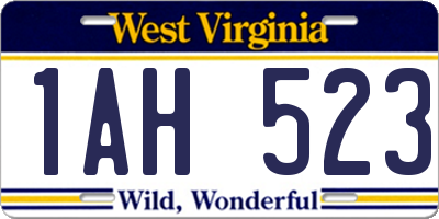 WV license plate 1AH523