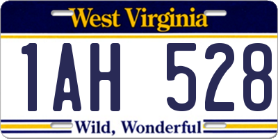 WV license plate 1AH528