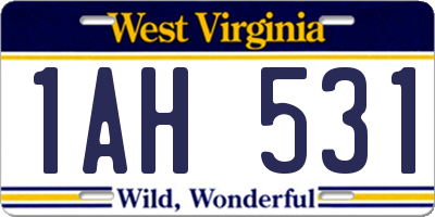 WV license plate 1AH531