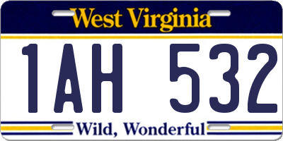 WV license plate 1AH532