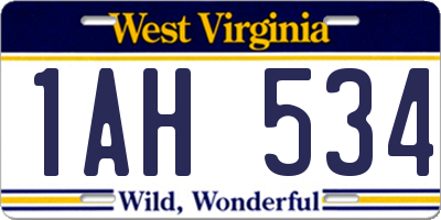 WV license plate 1AH534