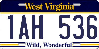 WV license plate 1AH536