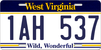 WV license plate 1AH537