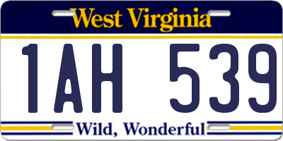 WV license plate 1AH539