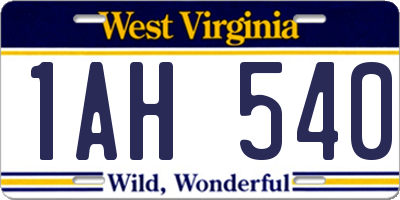 WV license plate 1AH540