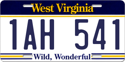 WV license plate 1AH541