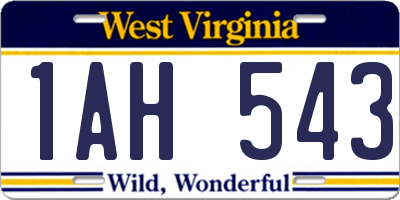 WV license plate 1AH543