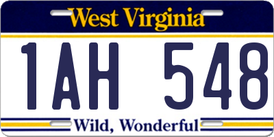 WV license plate 1AH548