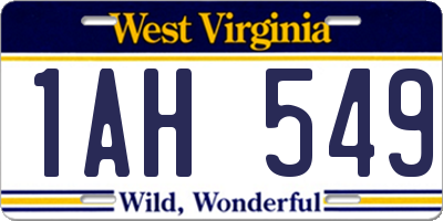 WV license plate 1AH549