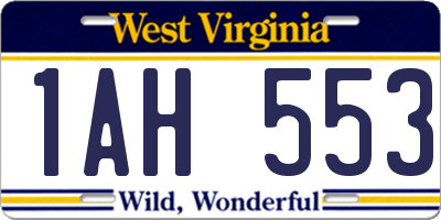 WV license plate 1AH553