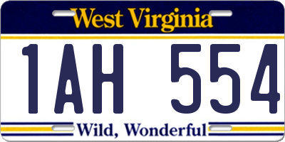 WV license plate 1AH554